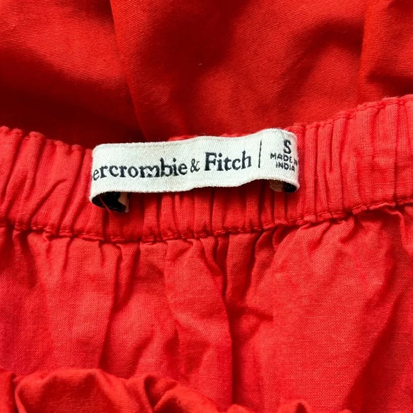 Abercrombie & Fitch Red Short Puff Sleeve Elastic Waist Short Scarlet Dress Sm - Picture 5 of 5